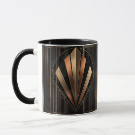 Caneca Elegância Geométrica Metálica Art Déco