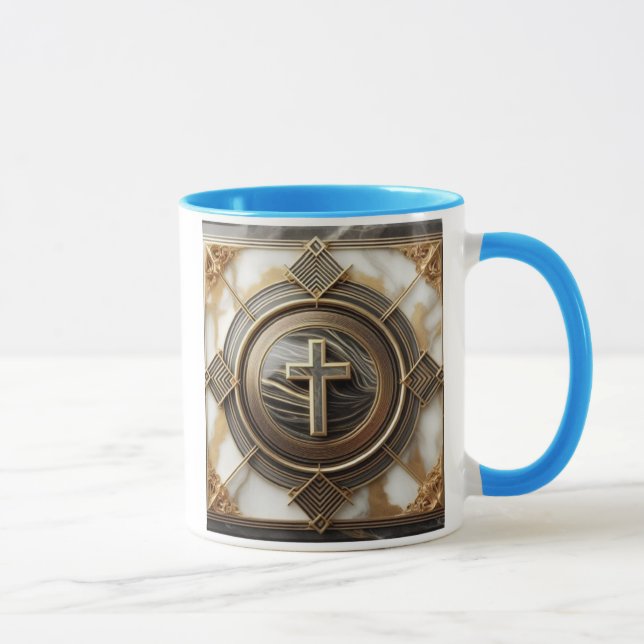Caneca Elegância na cruz da absolvição em mármore com dou (Direita)