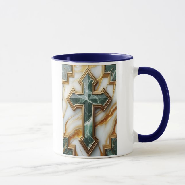 Caneca Elegância na cruz de mármore enquadrada por Ouro d (Direita)