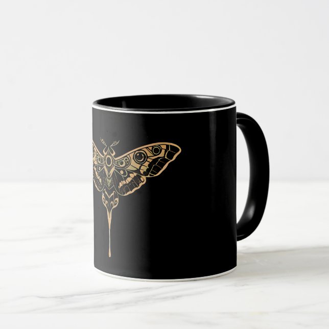 Caneca Elegância Sombria Noir & Dourado (Frente Esquerda)