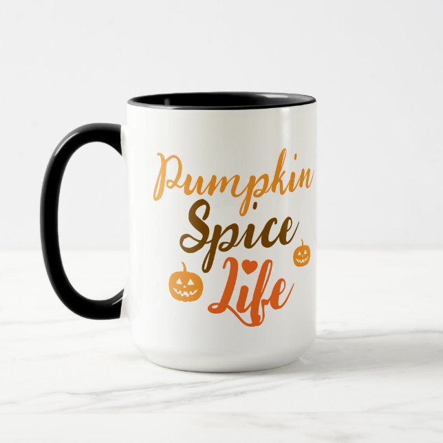 Caneca Elegant black &orang pumpkin Spice Life  Mug (Esquerda)