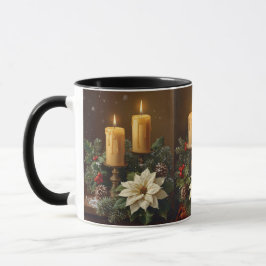 Caneca Elegant candle Christmas holly pine warm festive 