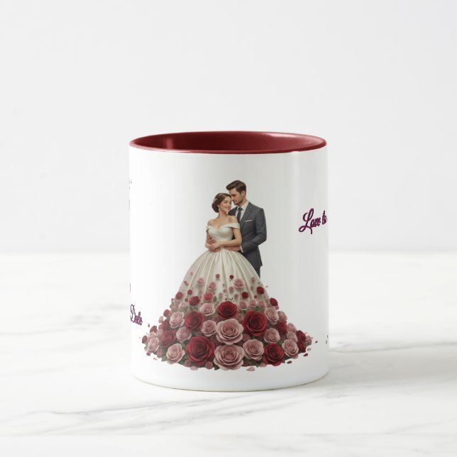 Caneca Elegant Floral Wedding Couple Coffee Mug (Centro)