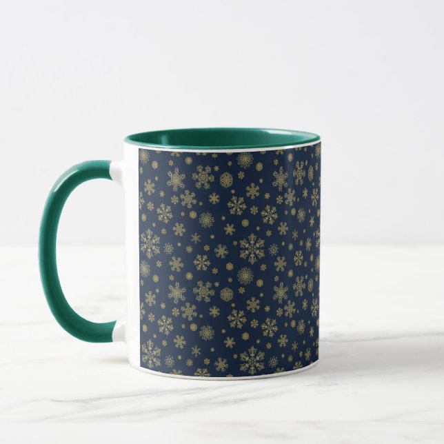 Caneca Elegant Gold Snowflake Winter Pattern (Esquerda)