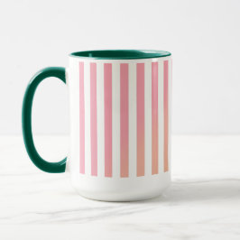 Caneca Elegant Gradient Pink Stripe with Green Interior