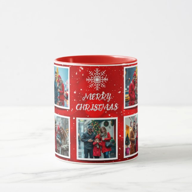 Caneca Elegant Modern Christmas Family Photo Design (Centro)