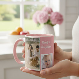 Caneca Elegant Modern Pink and White Mug with Family