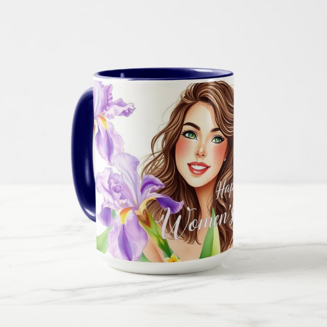Caneca Elegant Spring Iris Floral IWD Gift (Frente Esquerda)
