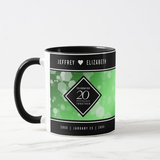 Caneca Elegante 20 Emerald Casamento Aniversário Mug (Esquerda)