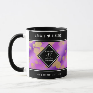 Caneca Elegante 47º Aniversário de Casamento de ametista
