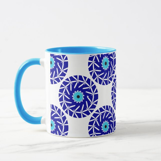 Caneca Elegante, Abstrato Geométrico Mau Azul- (Esquerda)