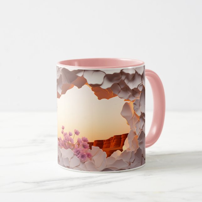 Caneca Elegante Abstrato Wall Break Design com F Blooming (Frente Esquerda)