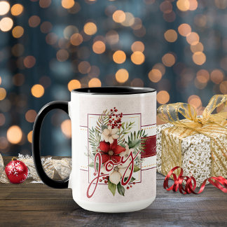 Caneca Elegante Alegria Floral Script Nome Personalizado