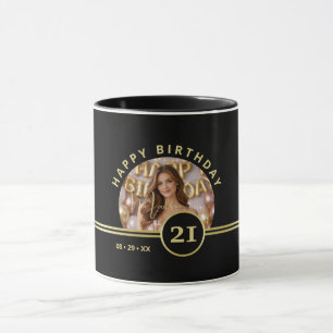 Caneca Elegante Assinatura Monograma em Ouro com Foto