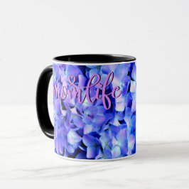 Caneca Elegante azul-púrpura magenta hidrangea floral