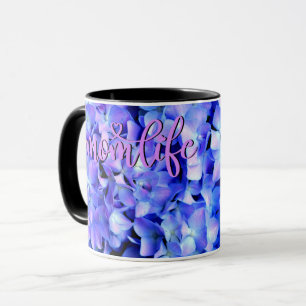 Caneca Elegante azul-púrpura magenta hidrangea floral