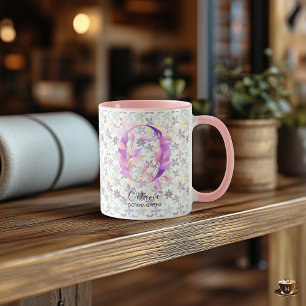 Caneca Elegante Boho Chic Floral Monograma Mug - O