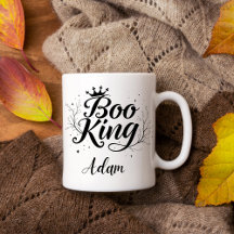 Elegante "Boo King" Nome Halloween Black and White