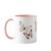 Caneca Elegante Borboleta Rosa