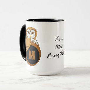 Caneca Elegante britânico Barn Owl Monograma