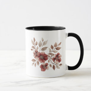 Caneca Elegante Buquê Floral de Aquarela Burgundy