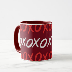 Caneca Elegante Burgundy XOXO Abraços e Beijos