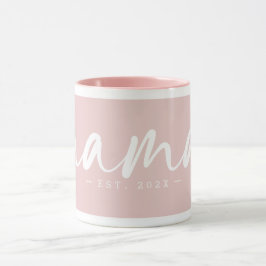 Caneca Elegante cor-de-rosa, texto de ano MAMA branco