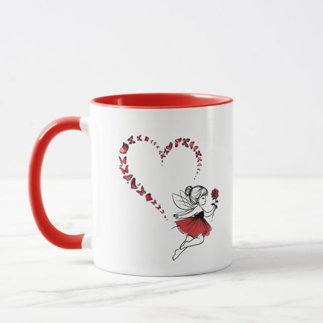 Caneca Elegante de Duas Cores com Coração de Borbo (Esquerda)