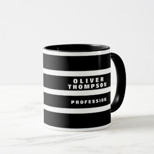 Caneca Elegante de Grandes Gamas Negras Horizontais Moder