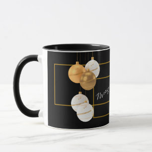 Caneca Elegante de Natal Preto e Dourado Personali