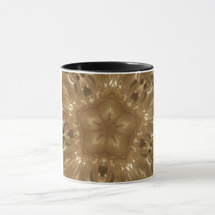 Caneca Elegante Design Castanho Caleidoscópio Estrela Dou