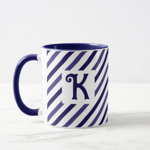 Caneca Elegante Diagonal Stripes Azul Escuro Novidade Ini