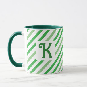 Caneca Elegante Diagonal Stripes Verdes Novidade Inicial