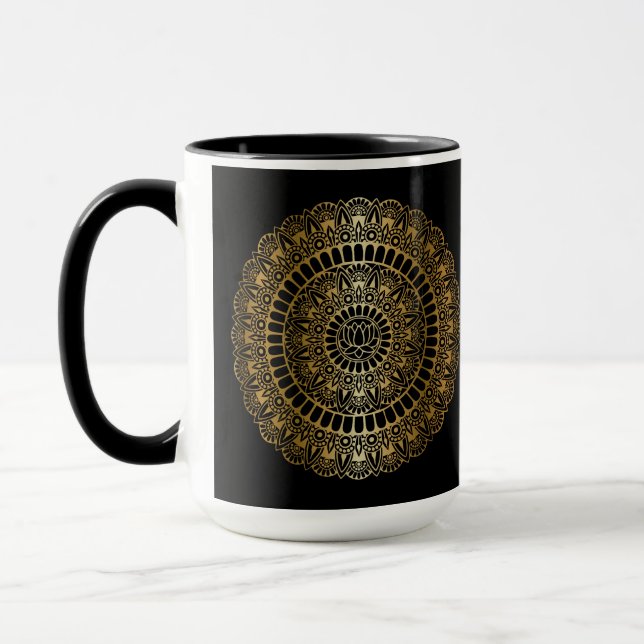 Caneca Elegante Dourado no Black Lotus Henna Mandala (Esquerda)