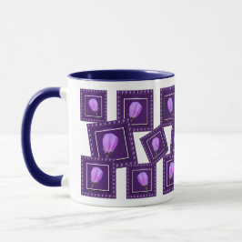 Caneca Elegante Flor de Primavera Rosa e Roxa