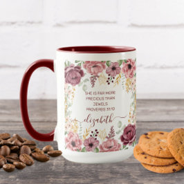 Caneca Elegante flor rosa pastel Provérbios 31