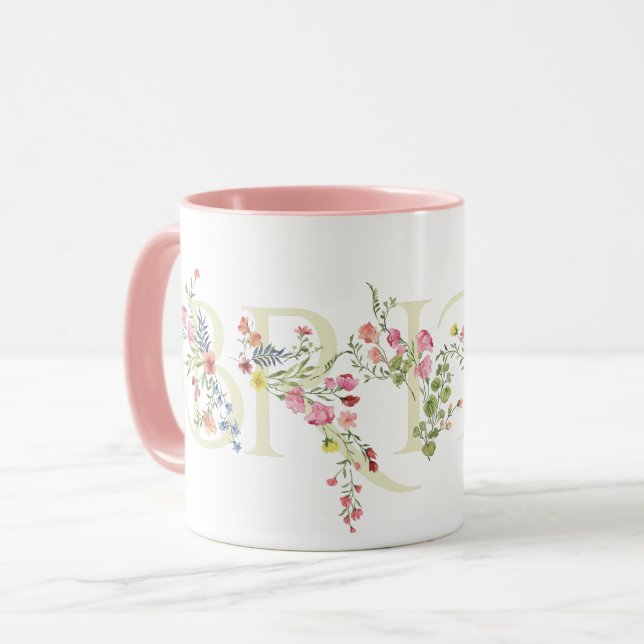 Caneca elegante floral de casamento primavera NOIVA Chá d (Frente Esquerda)