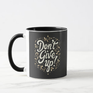Caneca Elegante Floral "Não Desista!" Motivação