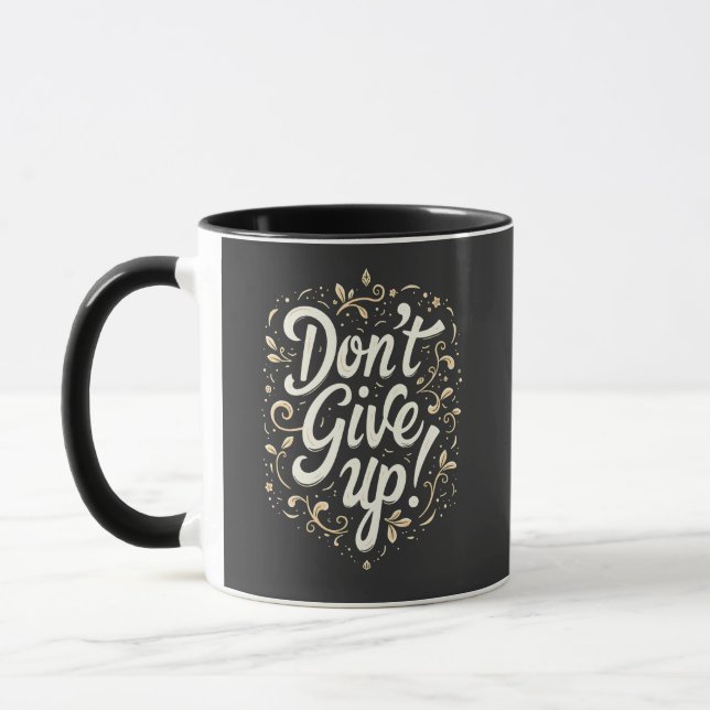 Caneca Elegante Floral "Não Desista!" Motivação (Esquerda)