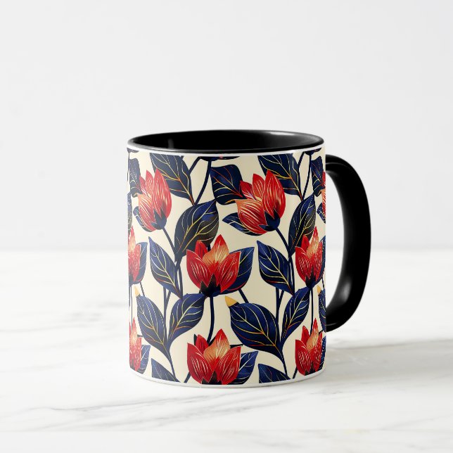 Caneca Elegante Fofo Sofisticado Chique Estiloso Floral (Frente Esquerda)