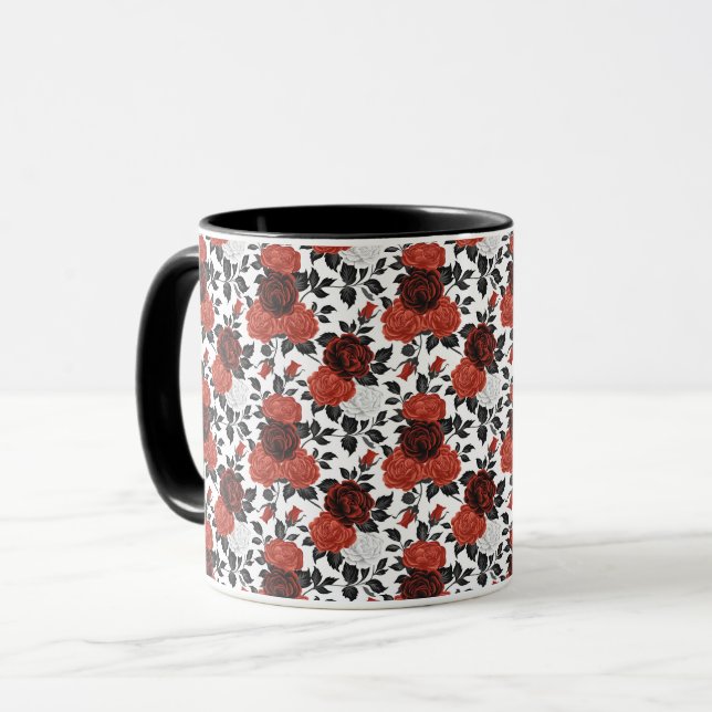 Caneca Elegante Fofo Sofisticado Chique Romântico Floral (Frente Esquerda)
