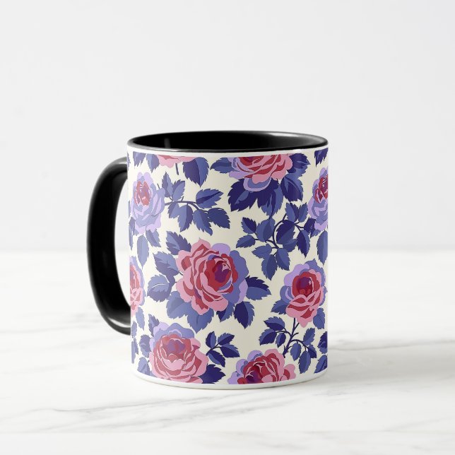 Caneca Elegante Fofo Sofisticado Chique Romântico Floral (Frente Esquerda)
