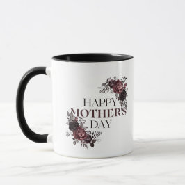 Caneca Elegante Maroon Floral Dia de as mães