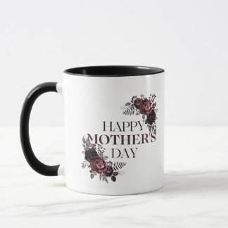 Caneca Elegante Maroon Floral Dia de as mães