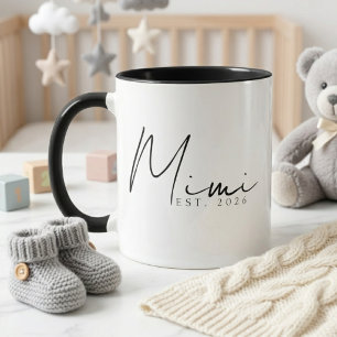 Caneca Elegante Mimi EST Ano Design de Rótulo Mínimo