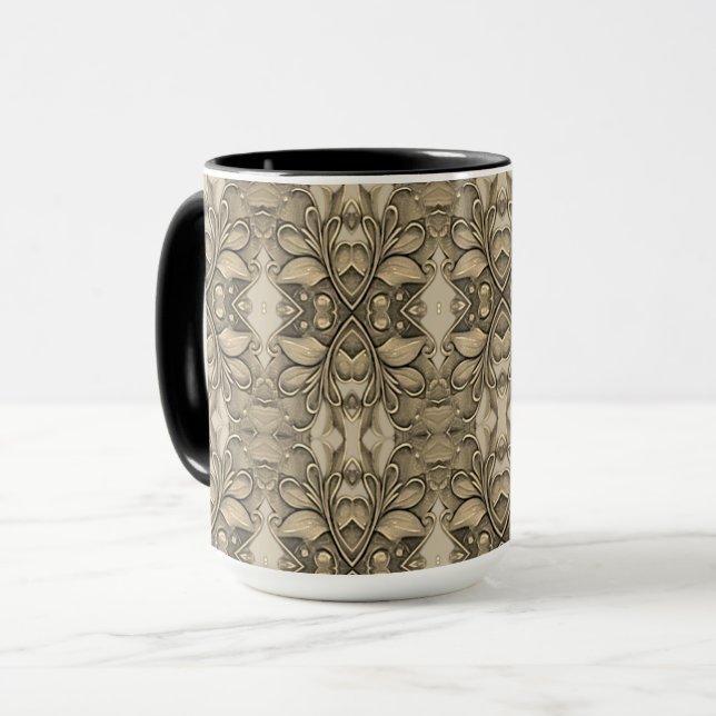 Caneca Elegante Moderno Dourado Mug Decorativo (Frente Esquerda)