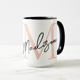 Caneca Elegante Moderno Monograma Personalizado Dourado R