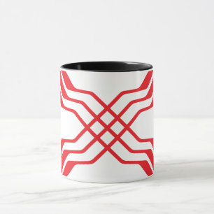 Caneca Elegante Monograma de Letra X em Linha de Fita Ver