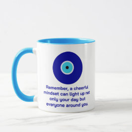 Caneca Elegante Motivational Good Vibes Blue Mau Olho Art