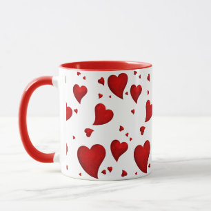 Caneca Elegante Na moda Trendy Red Heart dia de os namora